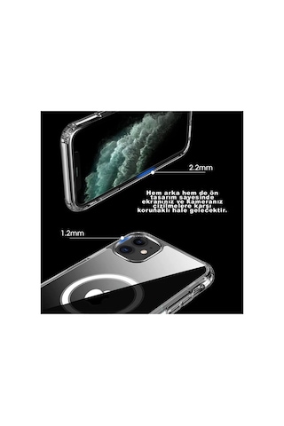 Iphone 12 Pro Max Kılıf Kamera Lens Korumalı Magsafe Destekli Şeffaf Darbe Emici Sert Kapak