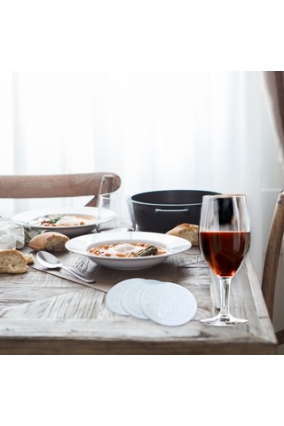 Kağıt Bardak Altlığı Cam Bardak Altlığı 80 Mm Desenli 250 Adet Beyaz