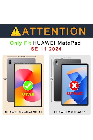 Huawei Matepad Se 11'' İnç 2024 Kılıf Akıllı Uyku Modlu Standlı Arkası Şeffaf Tablet Smart Kapak