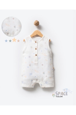 By Bubbles Yazlık Muslin Gezegen Basic Tulum Ekru