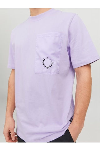 Jack & Jones Jack&jones Water Overlay Erkek Mor Bisiklet Yaka Tişört 12235293-LVN Mor