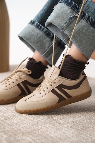 Daxtors Garantili Carina Günlük Ortopedik Kadın Sneaker Spor Ayakkabı Bej
