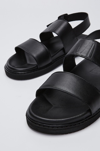 Valmenti Savino Erkek Siyah Hakiki Deri Duz Sandalet 876 04-val Erk Sndlt Y23 Siyah