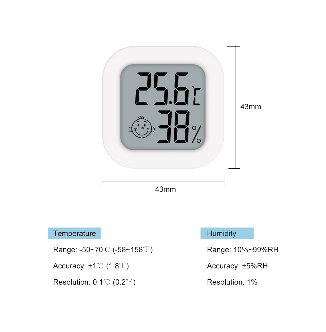 Skycity Ev İçin Dijital Sıcaklık Ve Nem Ölçer - Bebek Odası İçin Hassas Algılayıcı - Canlı İzleme Ve Duygu İkonlu Ekran