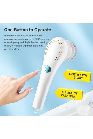 Novahub 5 Fırça Başlıklı Şarjlı Temizleyici - Beyaz, Yer, Banyo, Mutfak İçin Multifonksiyonel Beyaz