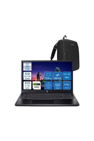Acer Nitro V 15 ANV15-52-91EQ NH.QZAEY.004H07 i9-13900H 24 GB 2 TB SSD RTX5060 15.6" W11H Dizüstü Bilgisayar + Çanta