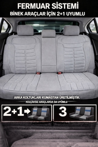 Hyundai Elantra 2011 Ve Sonrası Uyumlu Mira Serisi Gri 5'li Oto Koltuk Minderi