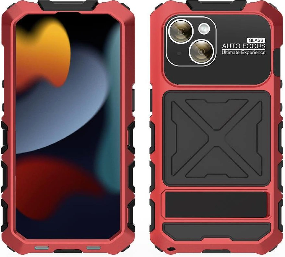 İphone 15 Plus İçin Metal Standlı Telefon Kılıfı Düşmeye Dayanıklı Kılıf Şok Kickstand Emilici Silikon Dayanıklı