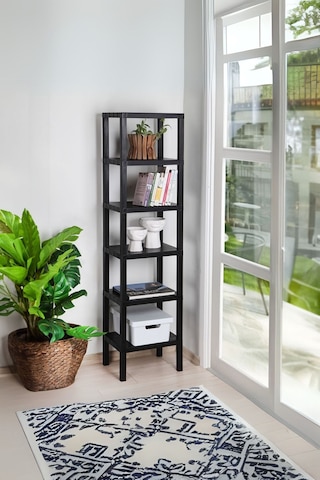 6 Katlı Dikey Raf Düzenleyici Raf Ünitesi, Kitaplık, Siyah