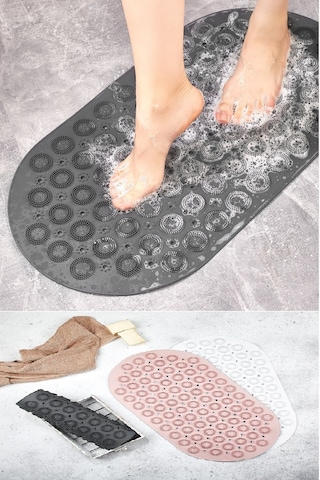 Masajlı Vantuzlu Banyo & Duş Kaydırmazı Paspası Gri 69 x 37 CM Gri