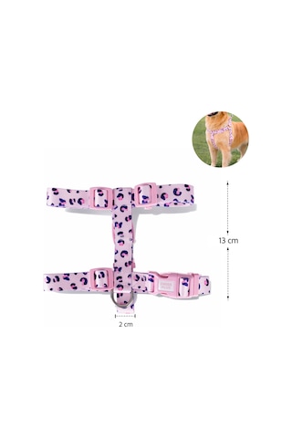 Swissplus Urban Paws Pink Leo Geri Dönüştürülmüş H-tipi Köpek Göğüs Tasması-m Pembe - Pudra