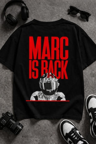 Yolo Street Oversize Marc Is Back Baskılı Tişört Unisex Streetwear %100 Pamuk Siyah