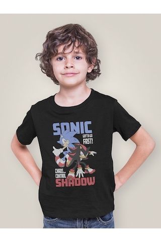 Sevbano Tasarım Sonic The Hedgehog Shadow Baskılı Unisex Çizgi Film Çocuk Siyah