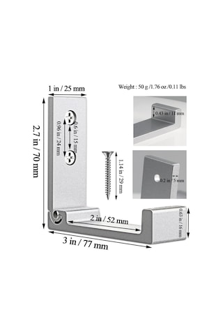 Katlanır Mont Askıları 6'lı Paket Alüminyum Alaşımlı Ağır Hizmet Tipi B Diğer