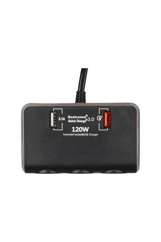 Olesson 1639 12-24v 3lü Çift Usbli 120w 80cm Kablolu Dijital Ekranlı Araç Çakmak Çoklayıcı