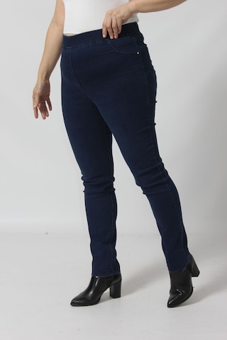 Moda Berray R001 Beli Lastikli Esnek Büyük Beden Mevsimlik Mavi Kot Pantolon Denim - Lacivert