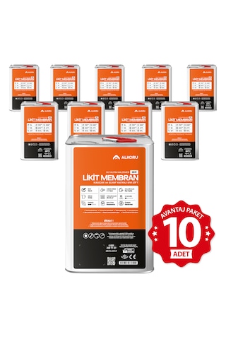 Alkoru 10 Adet 15 Kg Zer Sıvı Zift Likit Membran Kauçuk Ve Elyaf Katkılı Sıvı Su Yalıtım Malzemesi Avantaj Paket