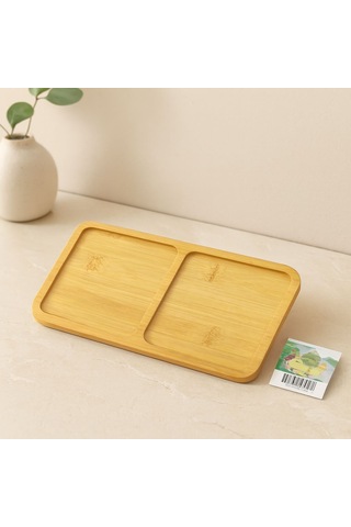 Bambu Ahşap 2 Bölmeli Dikdörtgen Mini Tepsi - 12x23.4 Cm Diğer