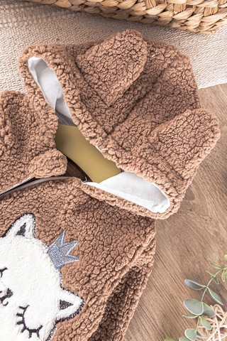 Babymod Kedi Figürlü Peluş Welsoft Kız/erkek Bebek Tulum Kahverengi