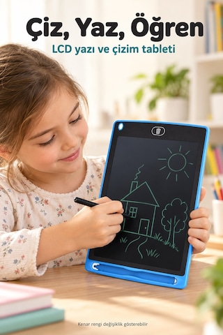 8,5 İnç Lcd Yazı Çizim Tableti Çocuk Eğitim Not Alma Tahtası Çok Renkli