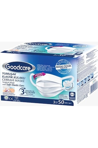 Goodcare Maske 10Lu Kalın Lastikli 24 x 10'lu Beyaz