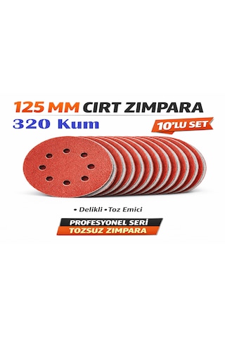 Venoa 125 Mm Cırt Zımpara Kağıdı 10 Adet 8 Delikli Disk, Ahşap & Metal Uyumlu - 320 Kum