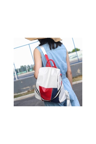 Beyaz Moda Sırt Çantası Kadın Sırt Çantası Eğlence Büyük Kapasiteli Seyahat Öğrenci Çantası Patchwork Renk Kadın Çantası Beyaz