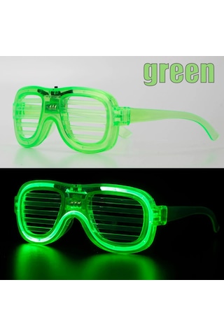 Yeşil Led Işıklı Parti Gözlüğü Neon Glow Şerit Gözlük 3 Modlu