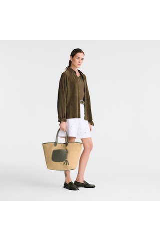 Longchamp Le Pliage Collection L Basket Bag Kadın Omuz Çantası 10308 Hgk Yeşil - Bej