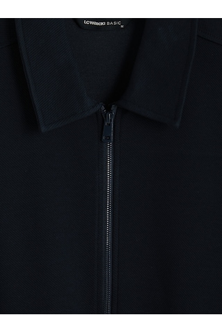 Lcwaıkıkı Classic Lacivert Polo Yaka Erkek Fermuarlı Sweatshirt