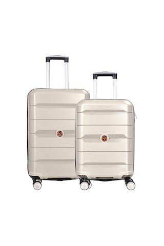 Npo Diamond Pp Polipropilen Küçük Ve Orta Boy 2'li Kırılmaz Valiz Seti - Kemik Kemik