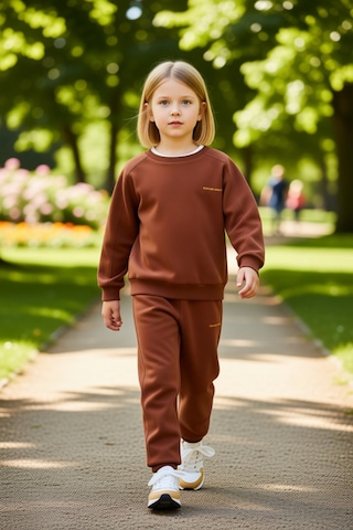 Frm Çocuklar İçin Konforlu Pamuklu Regular Kesim Sweatshirt Ve Eşofma Kahverengi
