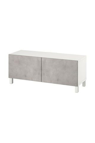 Tv Sehpası, Beyaz-açık Gri, 120x42x48 Cm, Kallvıken Gri