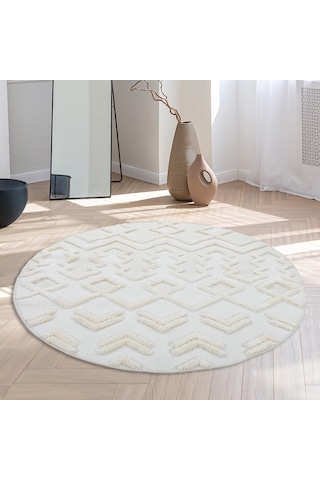 Madu Yumuşak Yuvarlak Krem Halı Çocuk Odası, Oturma Odası, Salon, Mutfak Ve Antre Halısı Krem