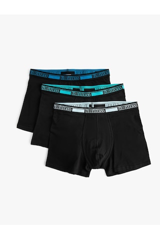 Koton 3'lü Boxer Seti Slogan Baskılı Pamuklu Siyah 4slm90040mk Siyah