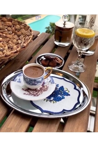 Hitfoni Çelik Servis Sunum Tepsisi Kahve Tepsisi 2 Adet