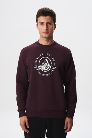 AR-MA Arma Baskılı Yazılı Regular Fit Şardonlu Erkek Bisiklet Yaka Sweatshirt K28124602901 Bordo