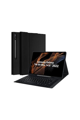 Samsung Galaxy Uyumlu Tab S8 Ultra Sm-x900 X903 X905 X906 Kılıf Kablosuz Klavyeli Kılıf Mobax Türkçe Klavye