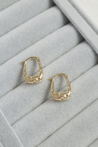 Kadın Küpe Kararmaz 14k Renk Vip Seri Krater U Model 2cm Halka Küpe Altın