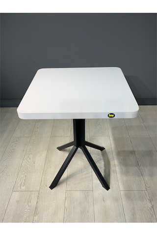 Zeren Kare Beyaz Balkon Masası Mutfak Yemek Masası 60 Cm