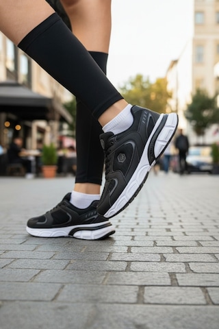 Enoch Erkek Kalın Tabanlı Spor Ayakkabı Destekli Sneaker Koşu Ve Yürüyüş Performans Modeli Siyah
