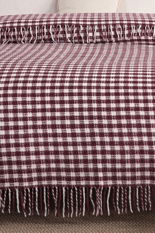 Battaniye Tek Kişilik Akrilik Pamuklu Honey Bordo Bordo