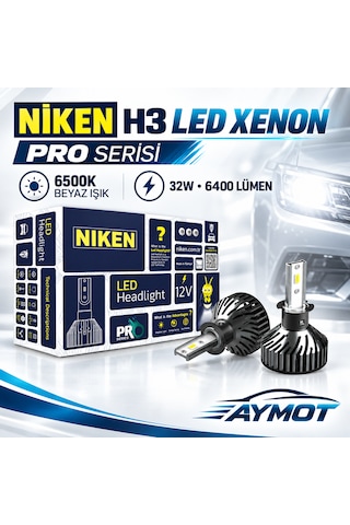 Niken H3 Pro Serisi Led Xenon Far Ampulü 6500k Güçlü Beyaz Işık -