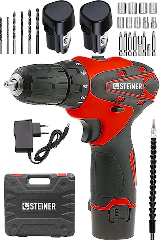 Steiner Titan 36 V Çift Akülü Şarjlı Vidalama Matkap Kırmızı +Set
