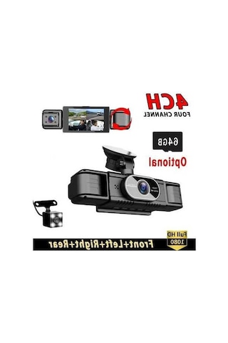 Pazly 360 4 Kanallı Araç Kamerası - 1080p Ön 720p Sol Sağ Arka Gece Görüşlü 4 Lensli