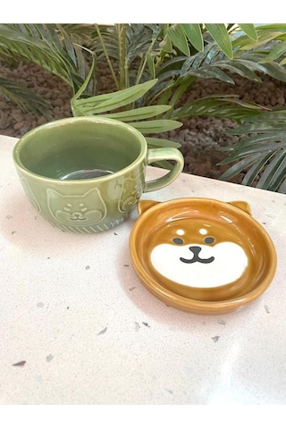 Seramik Kawaii Karikatür Sevimli Köpek Fincan Kahve Süt Kapaklı Kupa Hediye