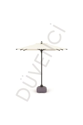 Alubrella Krem Güneş Şemsiyesi Kare, 210/210 8 Telli, Su Geçirmez Kumaş, Bidonlu Bej