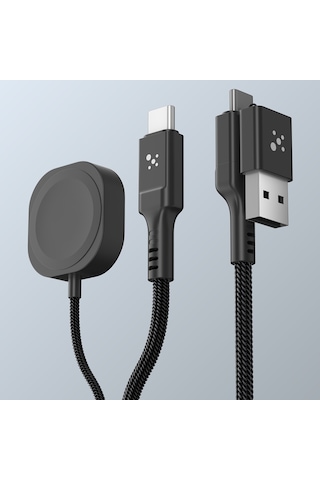 Thunder Pro 7x 100w Watch Serisi Akıllı Saat Wireless 4in1 Type-c Pd - Usb Şarj Kablosu 1.5m Siyah