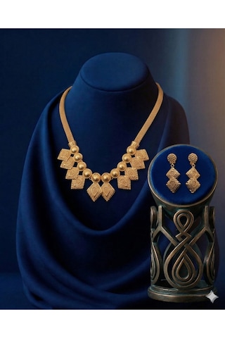 Calyra Altın Kaplama 2'li Kolye Ve Küpe Lux Takı Seti Davet Hediye