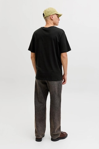Jack & Jones Jorcatskılls Front Baskılı Erkek Tişört Bisiklet Yaka Kısa Kollu Siyah